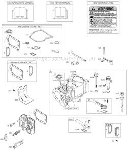 Page A Diagram and Parts List for 9G900  Briggs and Stratton Engine